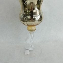Something Blue Goblet Size 12" Glass Gold Mercury CANDLES DECOR