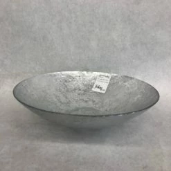 Something Blue Bowl Size 12"x3" Glass Silver Round GLASSWARE DECOR