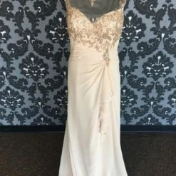 Something Blue Mon Cheri 114661 Women's Formal Chiffon Light Champagne Size 10 FORMAL/MOTHER'S DRESSES