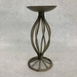 Something Blue Pillar Candle Holder Size 8.5 Metal Champagne CANDLES