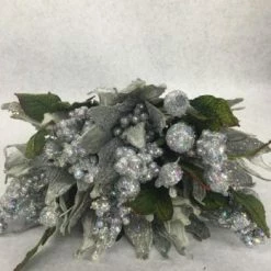 Something Blue Wedding Poinsettias Glitter Silver Size 6ct FLORAL DECOR