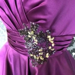 Something Blue FORMAL/MOTHER'S DRESSES Ambiance Women's MOB Satin Plum Size 12 Floor Short Sleeve