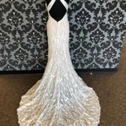 Something Blue WEDDING DRESSES Wilderly Bride F153 Size 10 Nude And Ivory Lace Highneck Fit & Flare