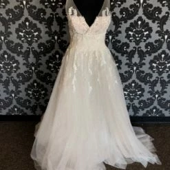 Something Blue Badgley Mischka Wedding Dress Tulle/Beads Dark Ivory/Nude A-line WEDDING DRESSES
