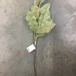 Something Blue Wedding 28" 2 Ct Green/Silver Glitter Elliptic Leaves