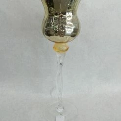 Something Blue DECOR Goblet Size 15.75" Glass Gold Mercury CANDLES