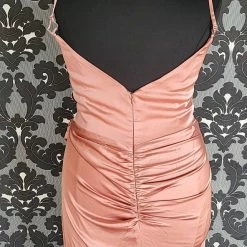 Something Blue Cinderella Divine 7489C Prom Dress Satin Rose Gold Size 20 V-Neck Sheath