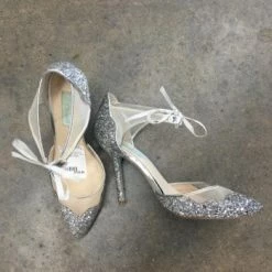 Something Blue Wedding Betsey Johnson SB-Stela Women's Shoe Glitter Silver Size 10 SHOES