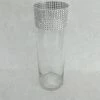 Something Blue DECOR Cylinder Vase Size 10.5 Glass/Rhinestone Silver/Clear Cylinder VASES