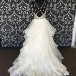 Size 12 Prosecco Wtoo Organza Thin/Beaded Ballgown V-Neck WEDDING DRESSES