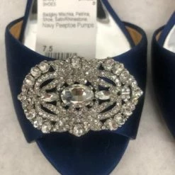 Something Blue NEW ARRIVALS Badgley Mischka Petrina Shoe Satin/Rhinestone Navy Size 7.5 SHOES