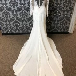 Something Blue WEDDING DRESSES Essense Of Australia D2488 Wedding Dress Crepe/Lace AS IS HOLE IN SHOULDER MESH