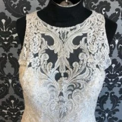 Something Blue Hitched Women's Sheath Wedding Dress Lace/Sequin Ivory Size 12 Highneck WEDDING DRESSES