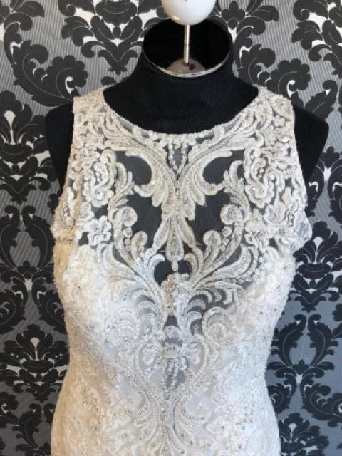 Something Blue Hitched Women's Sheath Wedding Dress Lace/Sequin Ivory Size 12 Highneck WEDDING DRESSES 4 Something Blue Hitched Women's Sheath Wedding Dress Lace/Sequin Ivory Size 12 Highneck WEDDING DRESSES