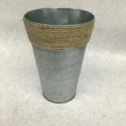 Something Blue Bucket Galvanized Silver/Beige Size 7.25"x5.25" CONTAINER