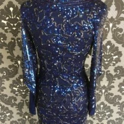 Something Blue Wedding Size 8 Midnight Primavera All Over Beaded Scoopneck Long Bell Sleeve