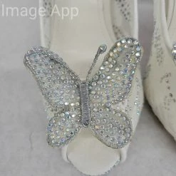 Something Blue NEW ARRIVALS Huimeizi Size 8 Ivory Lace With Rhinestone Peeptoe Heels