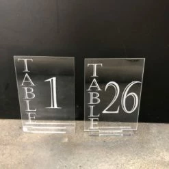Something Blue DECOR Table Numbers Size 1-26 Acrylic Clear/White SIGNS