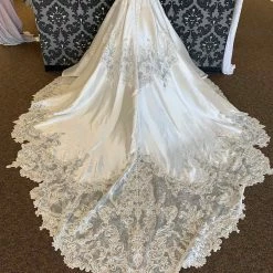 Something Blue Allure Bridal C564 Size 14 Satin And Sequin Ivory Ballgown