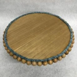 Something Blue DECOR Cake Stand Wood Brown/Blue Size 5.5" X 12" Round CAKE ACCESSORIES