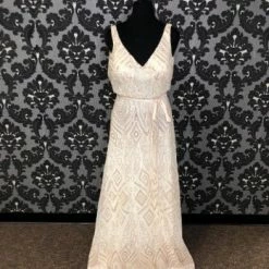 Something Blue Angelina Faccenda Size 14 Champagne With Gold Sequin Formal