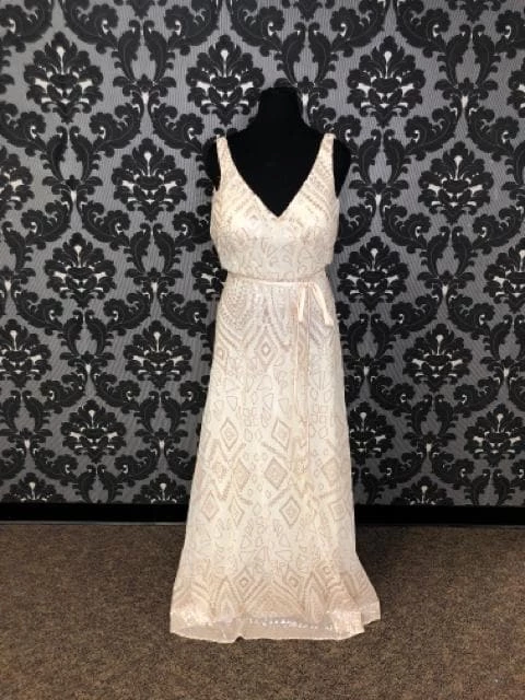 Something Blue Angelina Faccenda Size 14 Champagne With Gold Sequin Formal 3 Something Blue Angelina Faccenda Size 14 Champagne With Gold Sequin Formal