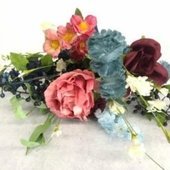 Something Blue DECOR Bouquet Floral Blush/Burgundy/Blue/Ivory Size 19" FLORAL