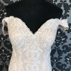 Something Blue Essense Of Size 14 Ivory Sweetheart Off The Shoulder Tulle And Lace FIt & Flare