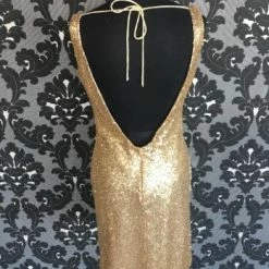 Something Blue Emma Mae Bridal 68622 Women's Formal Sequin Gold Size 10 Cocktail FORMAL/MOTHER'S DRESSES
