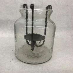 Something Blue As Is Pier 1 Imports Candle Holder Glass/Metal Clear/Bronze Size 8.5"x6.5"