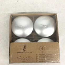 Something Blue MegaCandles Floating Candles Wax Silver Size 4ct CANDLES