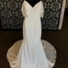Something Blue Mori Lee Women's Wedding Dress Crepe Ivory Size 8 Sheath WEDDING DRESSES