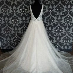 Something Blue Allure Bridal 3363L Size 16 Champange Tulle With Sequin And Lace