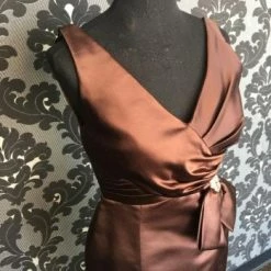 Something Blue Belsoie L144066 Women's Formal Satin Espresso Size 10 Floor Satin