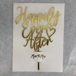 Something Blue "Happily Ever AfterCake Topper Size 9" Plaster Gold