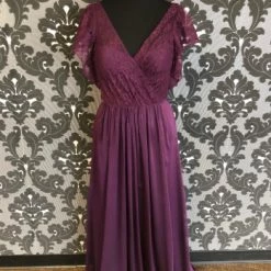 Something Blue Size 14 Bordeaux Belsoie Floor Chiffon & Lace Butterfly FORMAL/MOTHER'S DRESSES