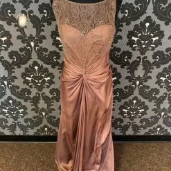 Something Blue Jade Couture K168068 Formal Silk/Lace Mocha Size 8 FORMAL/MOTHER'S DRESSES