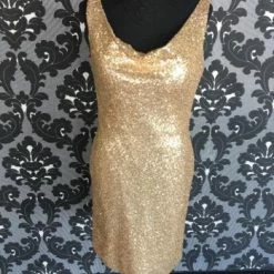 Something Blue Emma Mae Bridal 68622 Women's Formal Sequin Gold Size 10 Cocktail FORMAL/MOTHER'S DRESSES