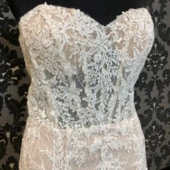 Something Blue Justin Alexander Women's Wedding Dress Lace Nude/Ivory Size 12 WEDDING DRESSES