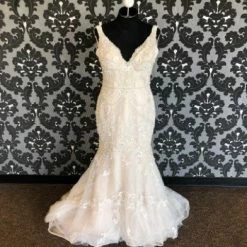 Something Blue Sottero & Midgley Women Chiffon/Beaded Size 12 (As-Is Hemmed Petite)