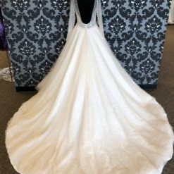 Something Blue WEDDING DRESSES Jasmine Size 8 Champagne Tulle And Sequin Long Sleeve Ballgown