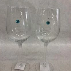 Something Blue 2pc Clear And White Wine Glasses DECOR