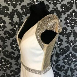 Something Blue WEDDING DRESSES Calla Blanche Size 14 Ivory Deep V Sleeveless Crepe Mermaid