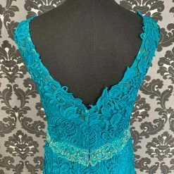 Something Blue Mon Cheri 118968 Formal Tool/Lace Teal Size 12 FORMAL DRESSES