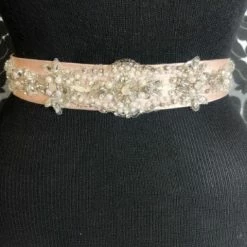 Something Blue Mori Lee Size 12 Rhinestone Blush Belt BELTS