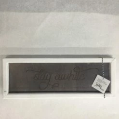 Something Blue Wedding DECOR Wood Stay Awhile White/Grey Wood Sign