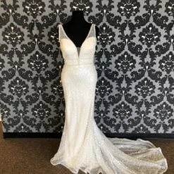 Something Blue Allure Bridal Disney "Ariel" Size 14 Ivory Sequin Fit & Flare