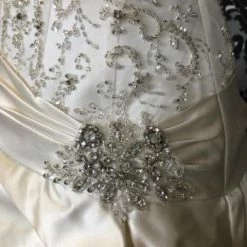 Something Blue Size 8 Champagne Satin/Beaded Bodice A-line Modified Sweetheart WEDDING DRESSES