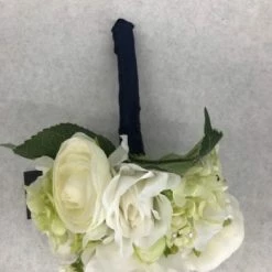 Something Blue DECOR Bouquet Floral White/Green/Navy Size 11.5" FLORAL