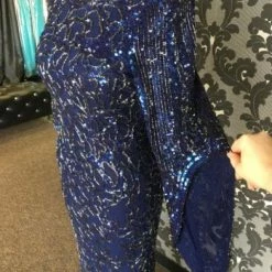 Something Blue Wedding Size 8 Midnight Primavera All Over Beaded Scoopneck Long Bell Sleeve